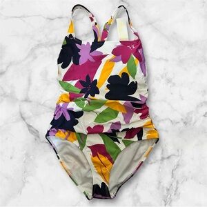 Anne Cole Purple and Black One Piece Swimwear with Stylish Straps sz 8 nwt 010